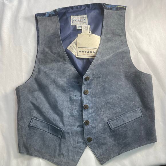 VTG Arizona China Blue genuine leather w/decorative polyester backing NWT-Med - Picture 1 of 7